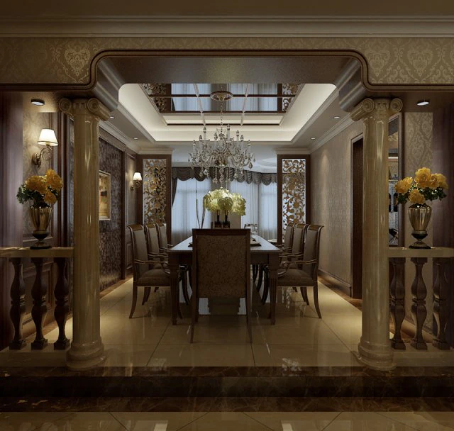deluxe retreat full european style living room restaurant corridor 3D Model .c4d .max .obj .3ds .fbx .stl .blend 
