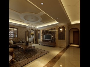 deluxe retreat full european style living room restaurant corridor Modello 3D