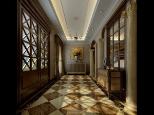 deluxe retreat full european style living room restaurant corridor Modello 3D