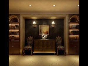 deluxe retreat full european style living room restaurant corridor Modello 3D