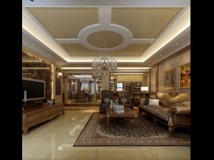 deluxe retreat full european style living room restaurant corridor Modello 3D