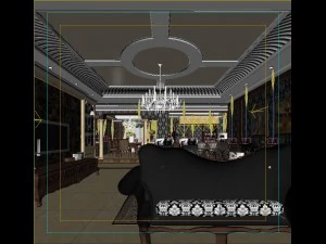 deluxe retreat full european style living room restaurant corridor 3D Model