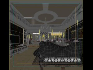 deluxe retreat full european style living room restaurant corridor 3D Model