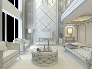 luxury duplex european living room 1743 3D Модель
