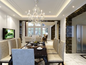 luxury double - style living room 1744 Model 3D