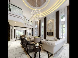 luxury double - style living room 1744 3D Model