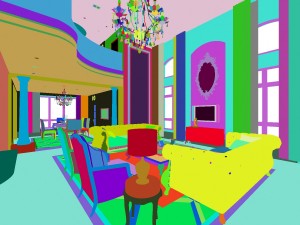 luxury double - style living room 1744 3D Model