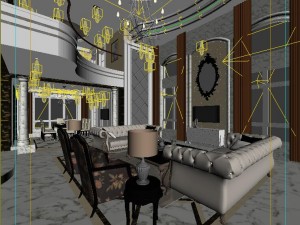luxury double - style living room 1744 3D Model