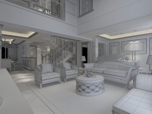 luxury duplex european living room 1746 3D 모델