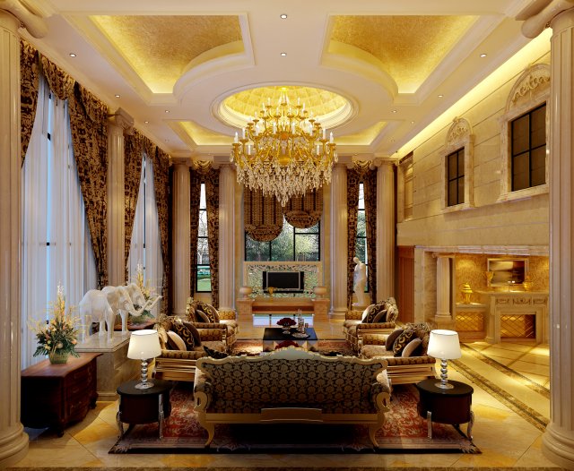luxury duplex european living room 1779 Modello 3D .c4d .max .obj .3ds .fbx .stl .blend 
