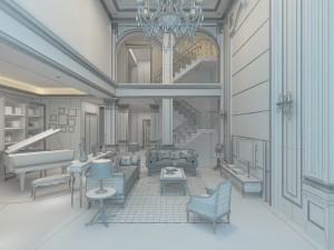luxury duplex european living room 5132 3D मॉडल