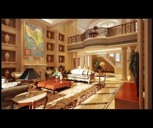 luxury duplex european living room 5161 Modelo 3D .c4d .max .obj .3ds .fbx .stl .blend 