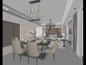 luxury family design - restaurant 6107 3D Model