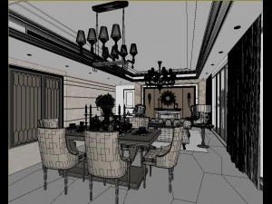 luxury family design - restaurant 6107 3D Model