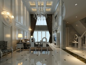 luxurious and concise duplex living room 1814 3D Model