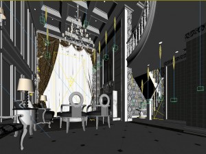 luxurious and concise duplex living room 1814 3D Модель