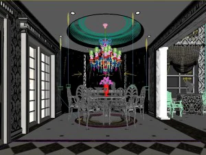 luxurious and concise duplex living room 1814 3D Model