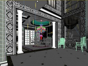 luxurious and concise duplex living room 1814 3D Модель