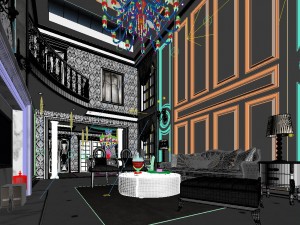 luxurious and concise duplex living room 1814 3D Модель