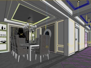 luxurious and concise european living room 1813 3D Модель