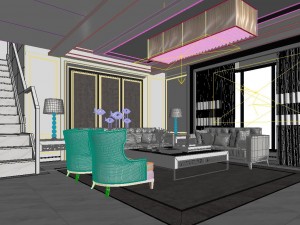 luxurious and concise european living room 1813 3D Модель