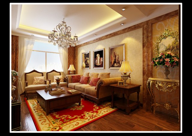 luxurious and concise european living room 5105 3D मॉडल .c4d .max .obj .3ds .fbx .stl .blend 