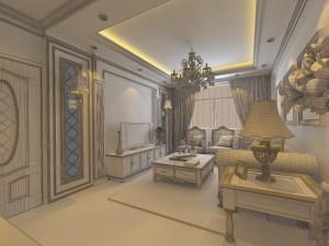 luxurious and concise european living room 5105 3D मॉडल