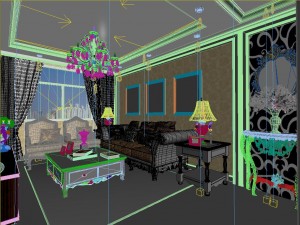 luxurious and concise european living room 5105 3D मॉडल