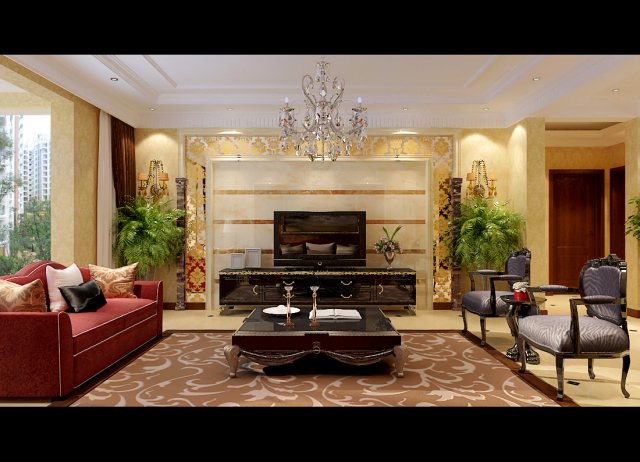 luxurious and concise european living room 5106 3D Model .c4d .max .obj .3ds .fbx .stl .blend 