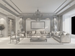 luxurious and concise european living room 5106 3D Model