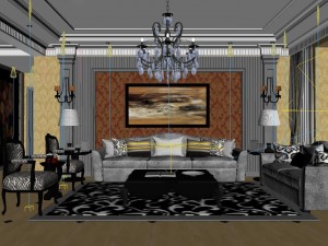 luxurious and concise european living room 5106 3D Model
