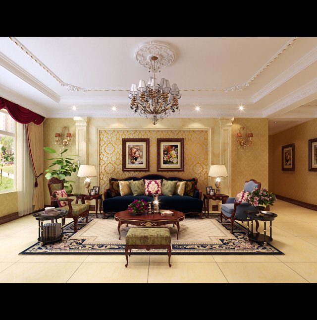 luxurious and concise european living room 5107 Modelo 3D .c4d .max .obj .3ds .fbx .stl .blend 