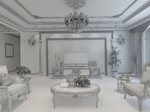 luxurious and concise european living room 5107 Modelo 3D