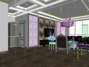 luxurious and concise european living room 5108 3D Model