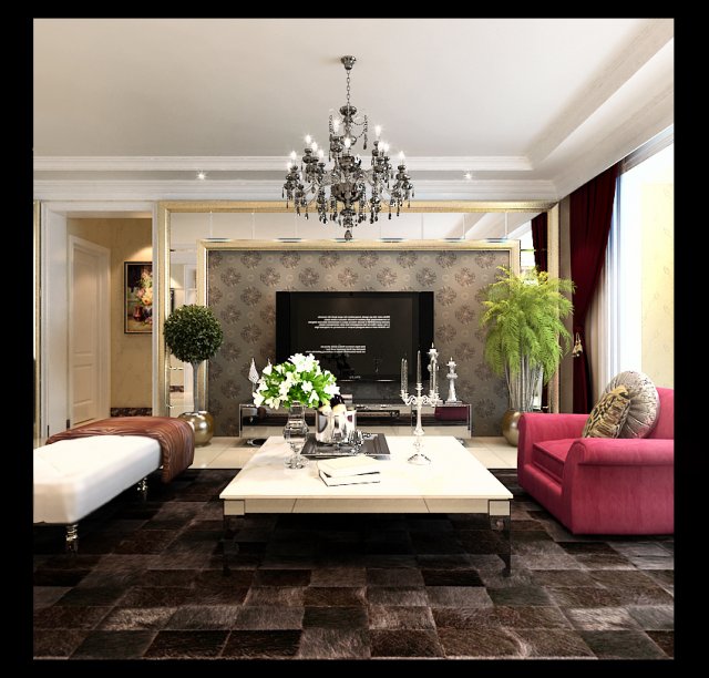 luxurious and concise european living room 5110 Model 3D .c4d .max .obj .3ds .fbx .stl .blend 