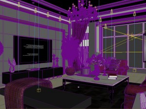 luxurious and concise european living room 5110 Model 3D