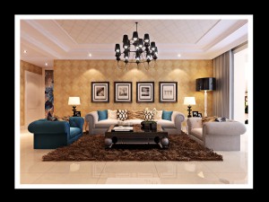 luxurious and concise european living room 5112 3D मॉडल