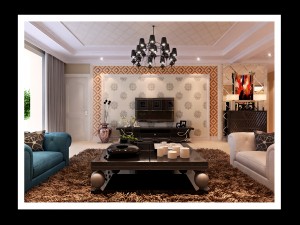 luxurious and concise european living room 5112 Model 3D