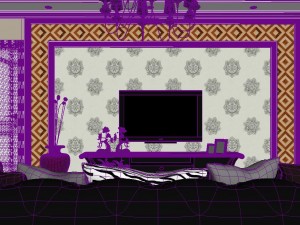 luxurious and concise european living room 5112 Model 3D