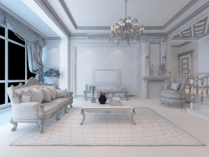 luxurious concise european living room 5113 3D Model