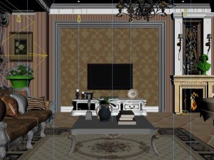 luxurious concise european living room 5113 Model 3D