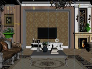 luxurious concise european living room 5113 3D Model