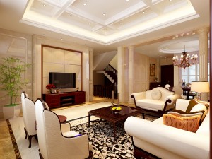 luxurious concise european living room restaurant 1750 3D Model