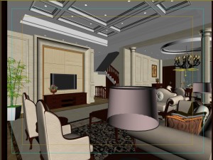 luxurious concise european living room restaurant 1750 3D Модель