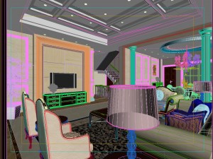 luxurious concise european living room restaurant 1750 3D Модель