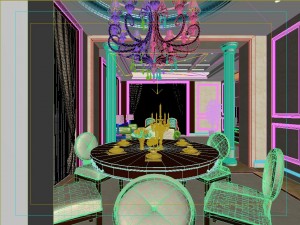 luxurious concise european living room restaurant 1750 3D Модель
