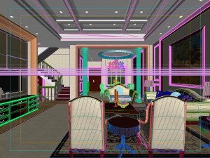 luxurious concise european living room restaurant 1750 3D Модель