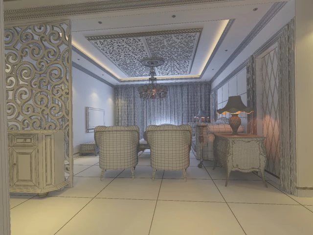 luxurious and concise european living room restaurant 1765 3D Model .c4d .max .obj .3ds .fbx .stl .blend 