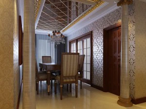 luxurious and concise european living room restaurant 1765 3D Model