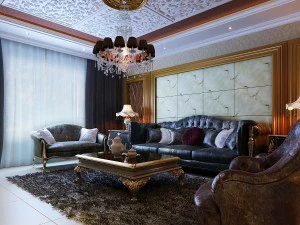 luxurious and concise european living room restaurant 1765 3D Model
